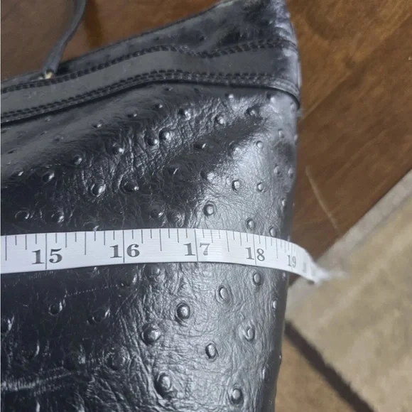 Kate Spade Ostrich Leather Travel Tote Handbag Women Black Pebbled Bow Large - Picture 14 of 16